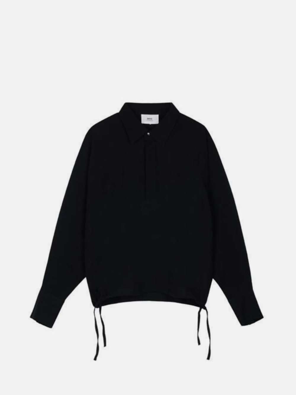 New Mens Ami Paris De Cour Wool Black Polo Long Sleeve Shirt‎